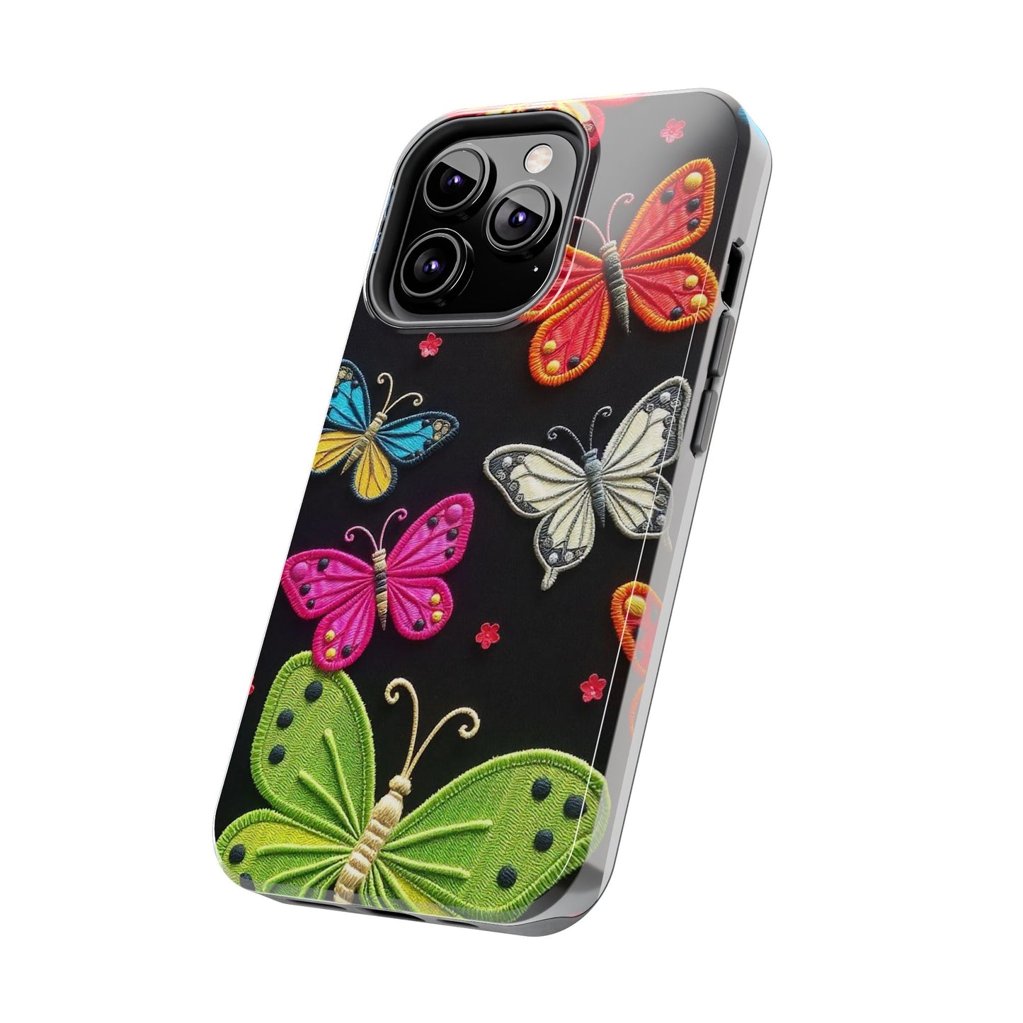 Vibrant Embroidered Butterflies Phone Case