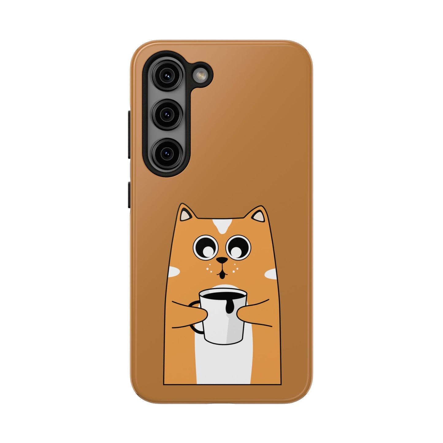 "Coffee Cat Tough Phone Case - Cute & Caffeinated Design"