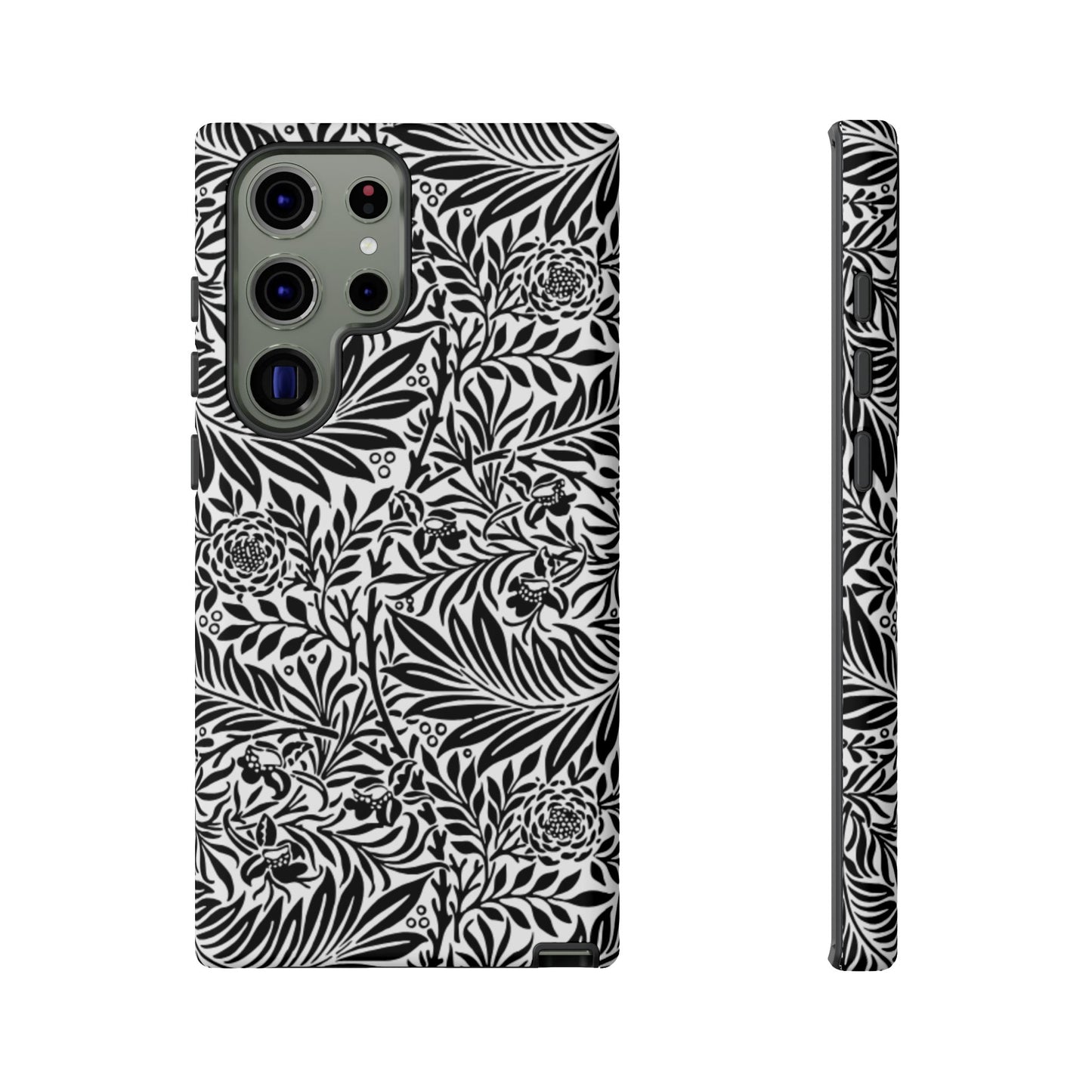 Black and White Botanical Floral Tough Phone Case