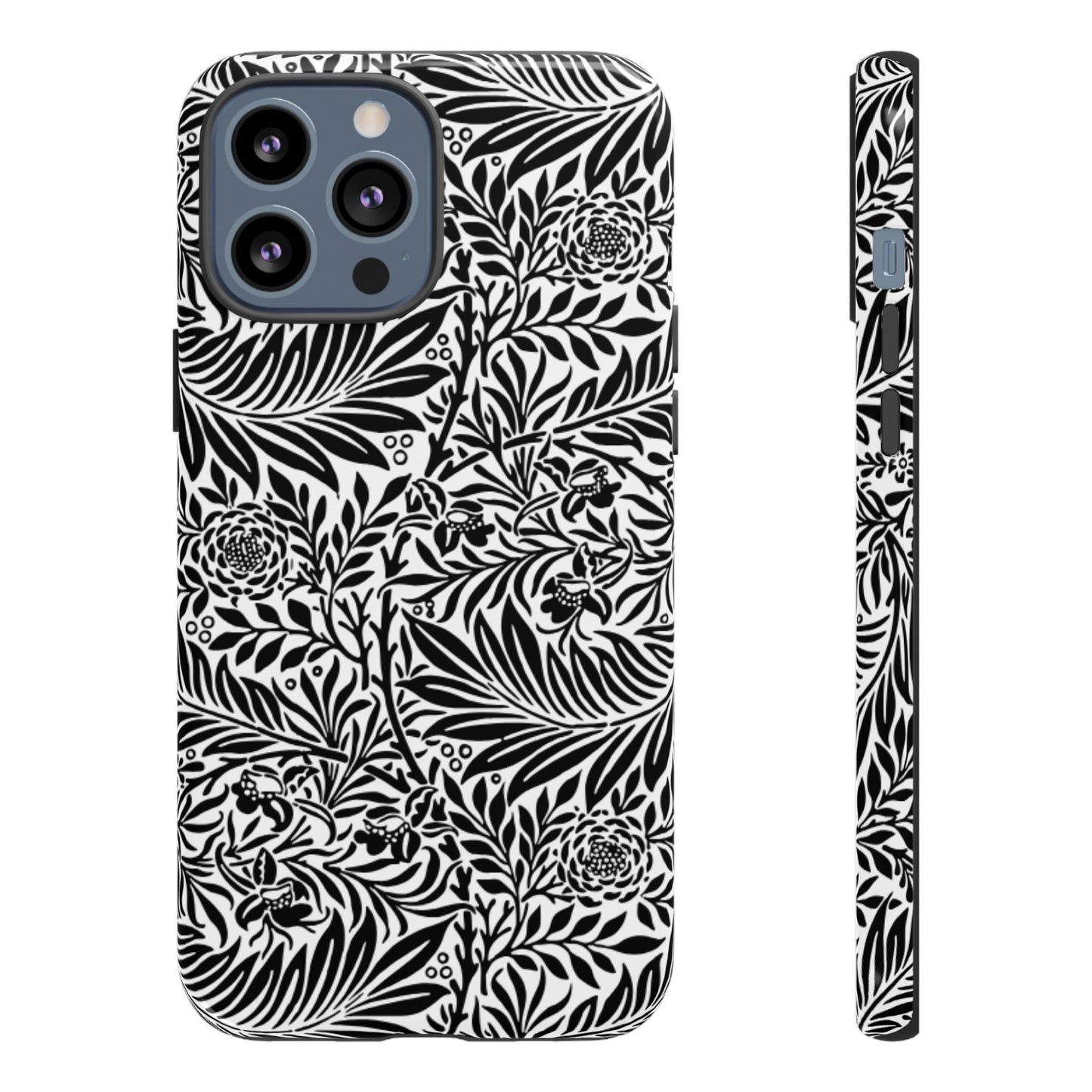 Black and White Botanical Floral Tough Phone Case