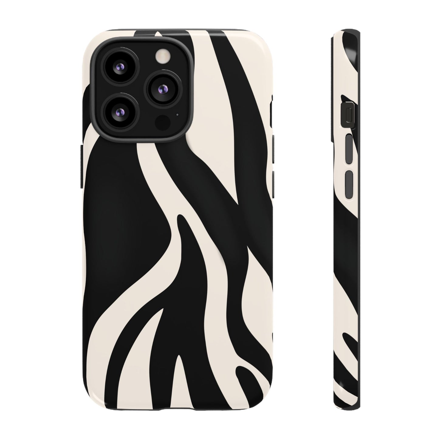 "Monochrome Waves: Zebra-Inspired Elegance Tough Case"