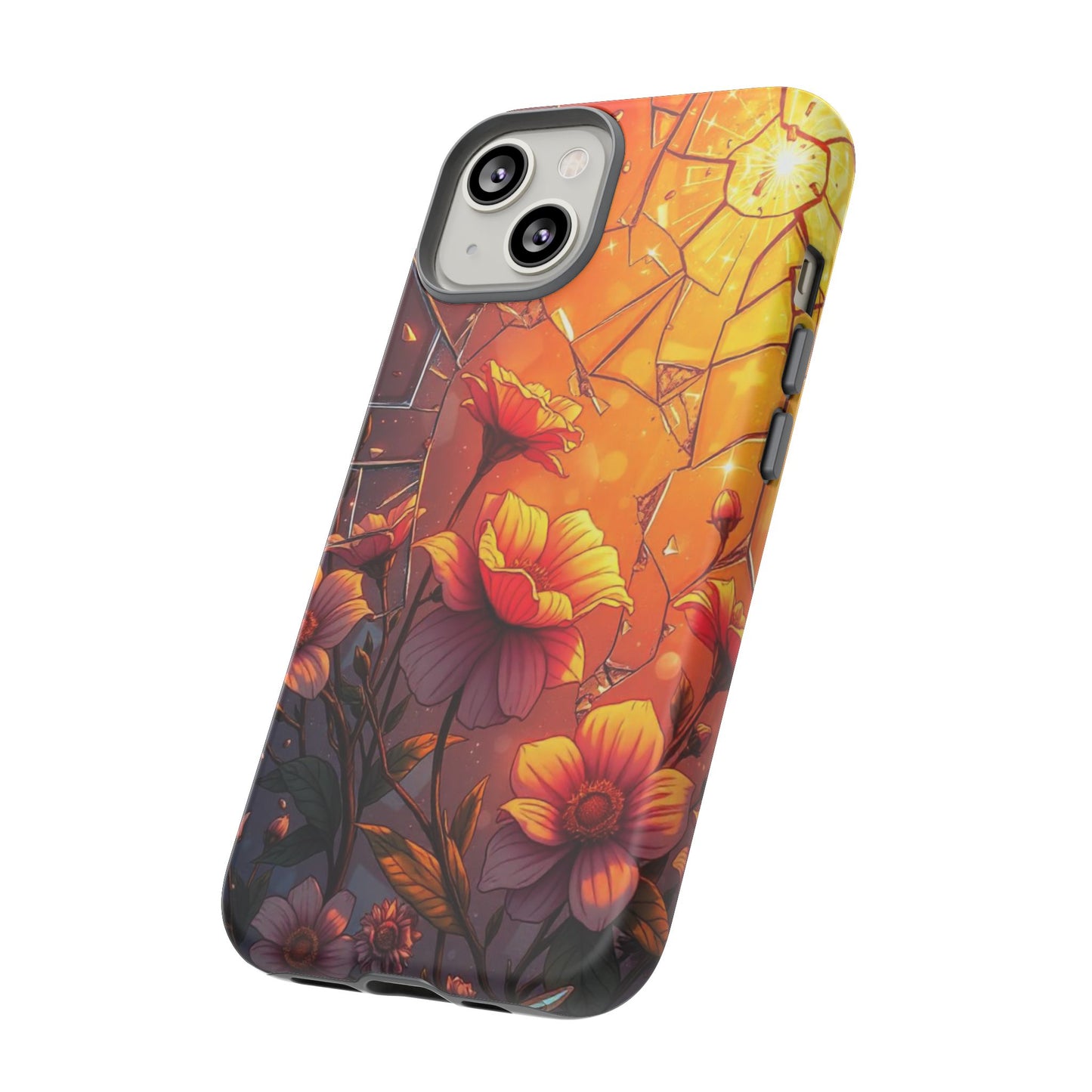 "Sunset Bloom: Shattered Glass & Floral Harmony Tough Case"