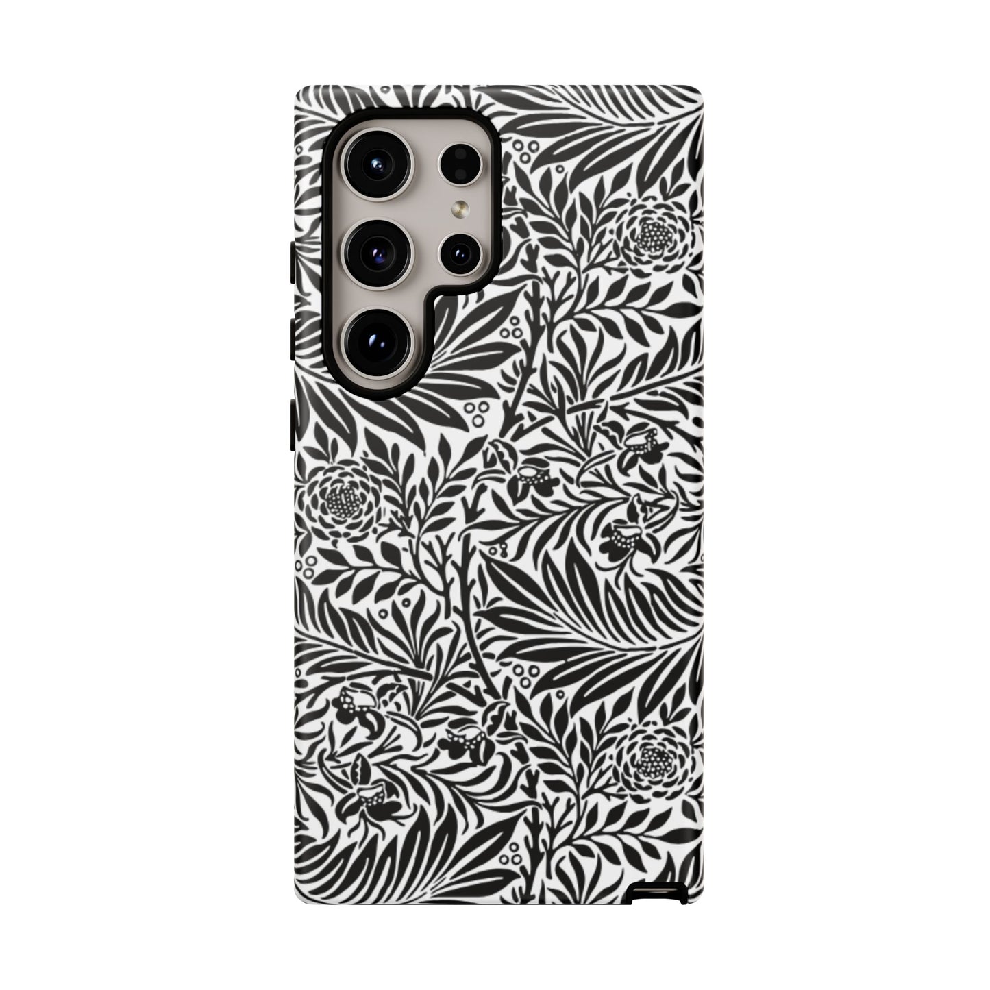 Black and White Botanical Floral Tough Phone Case