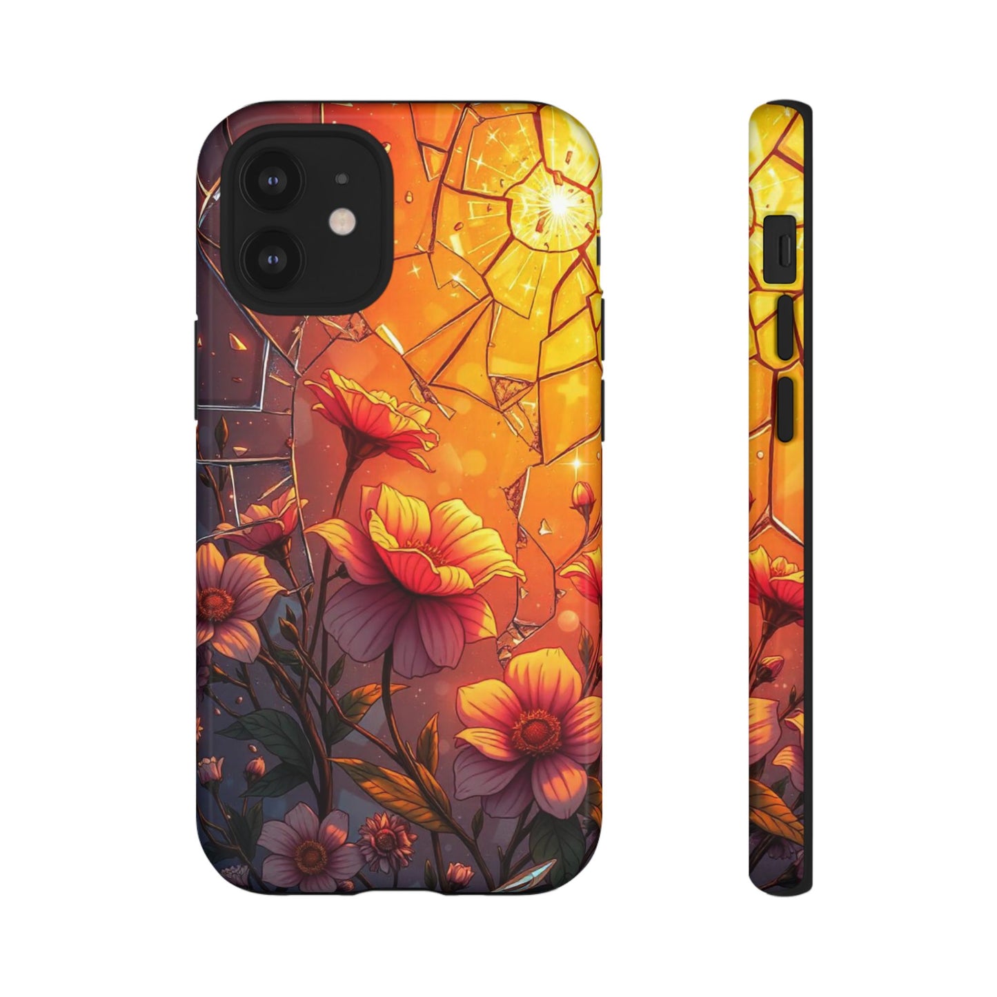 "Sunset Bloom: Shattered Glass & Floral Harmony Tough Case"