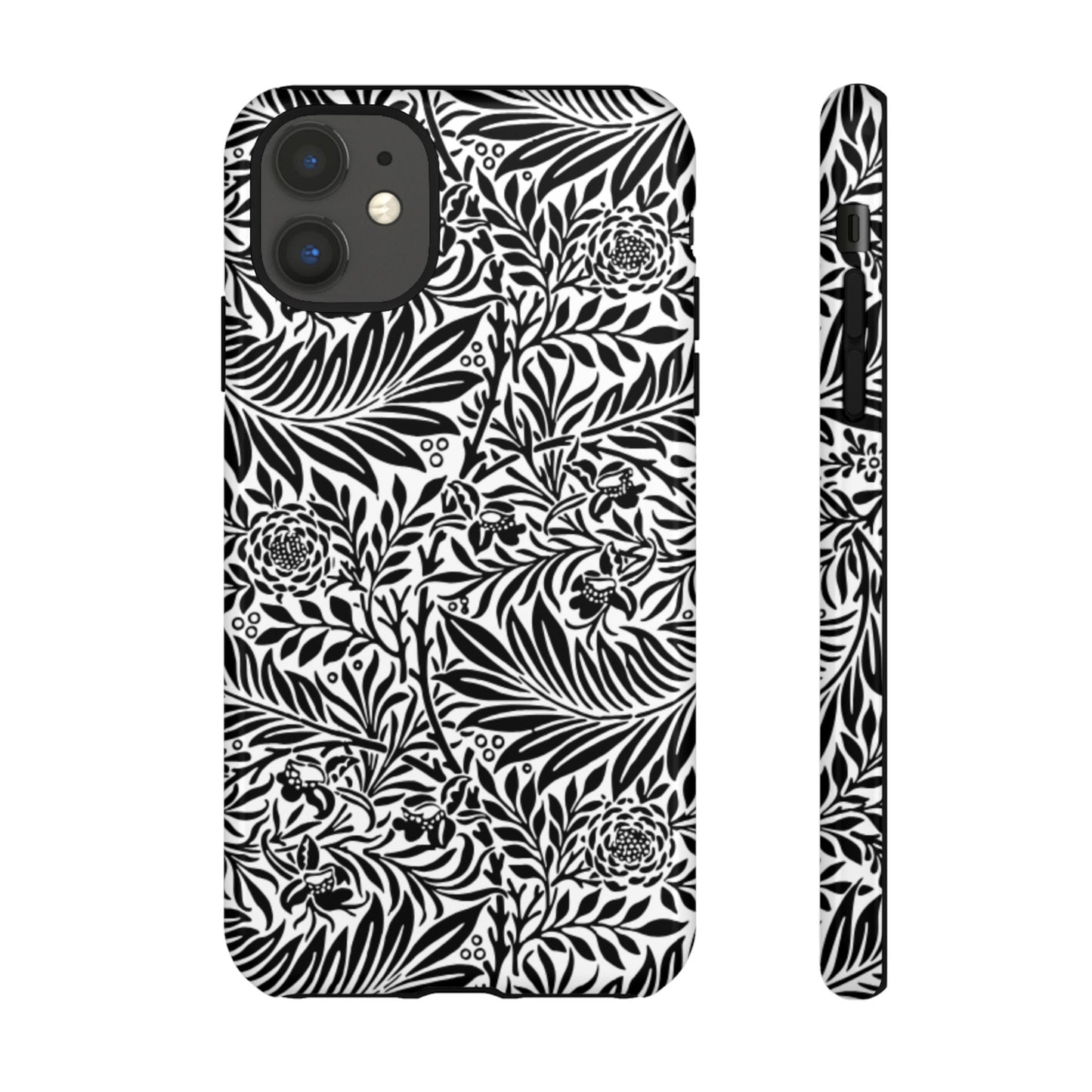 Black and White Botanical Floral Tough Phone Case