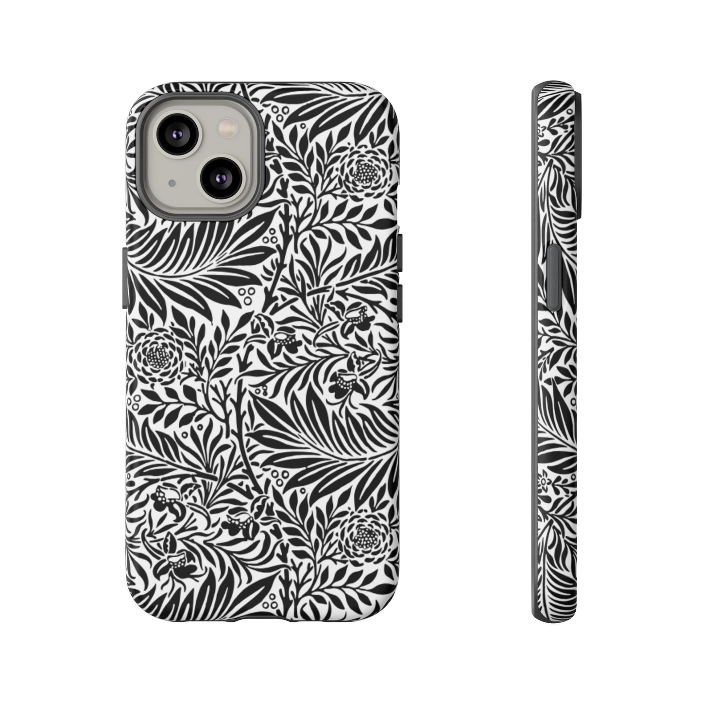 Black and White Botanical Floral Tough Phone Case