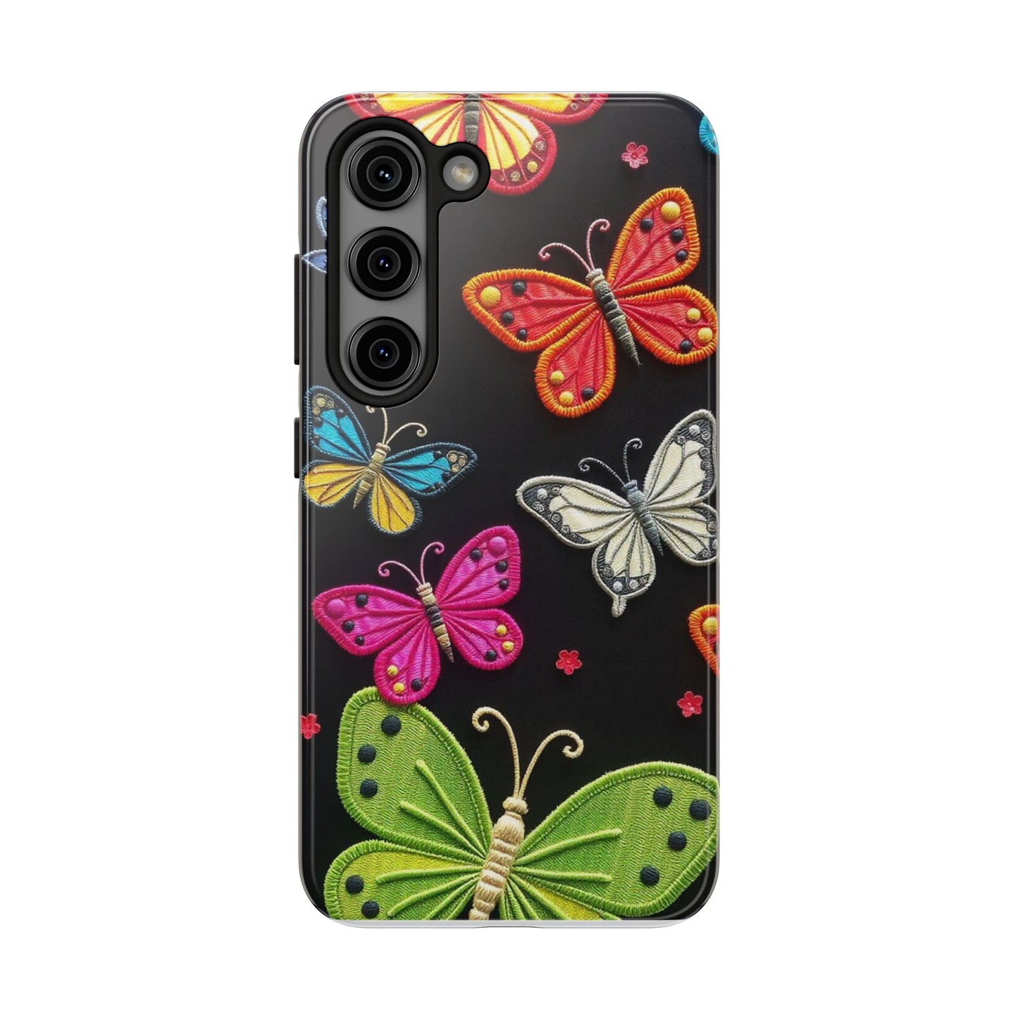 Vibrant Embroidered Butterflies Phone Case