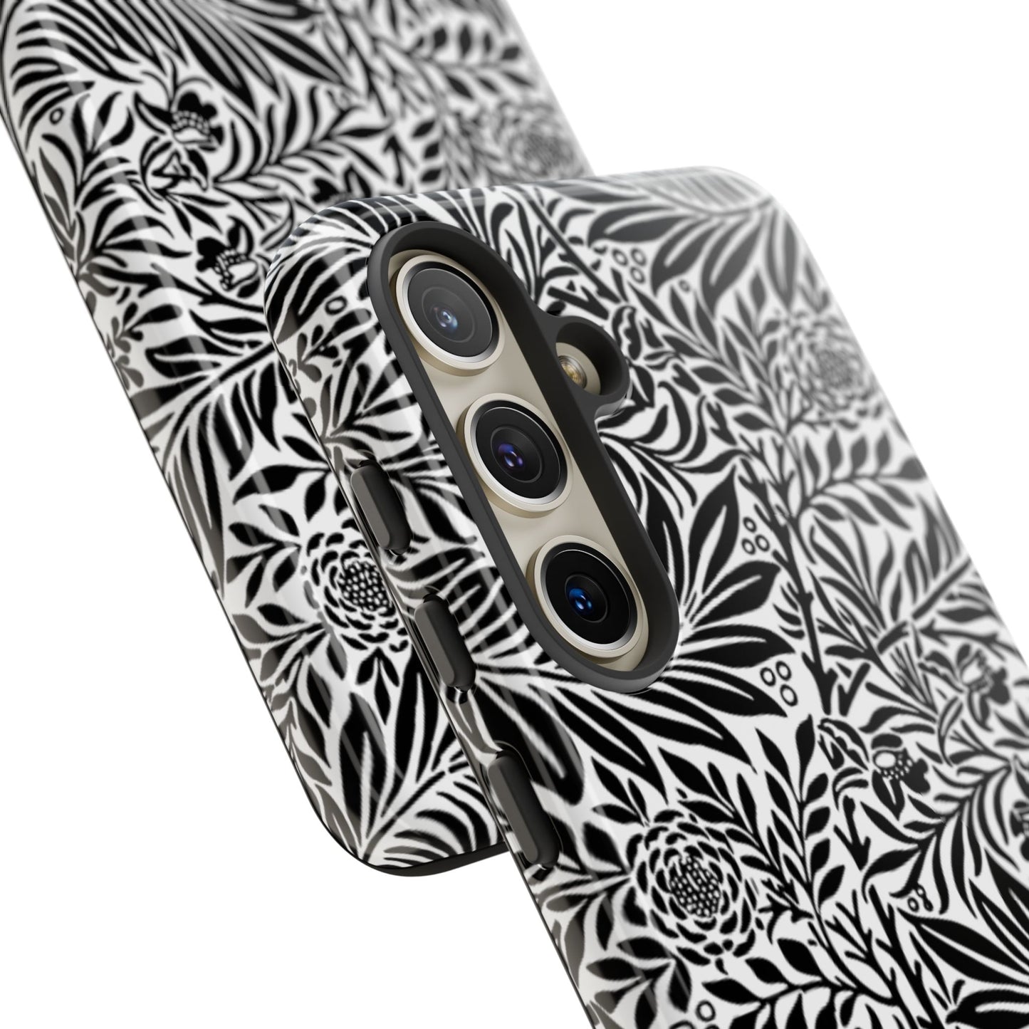 Black and White Botanical Floral Tough Phone Case