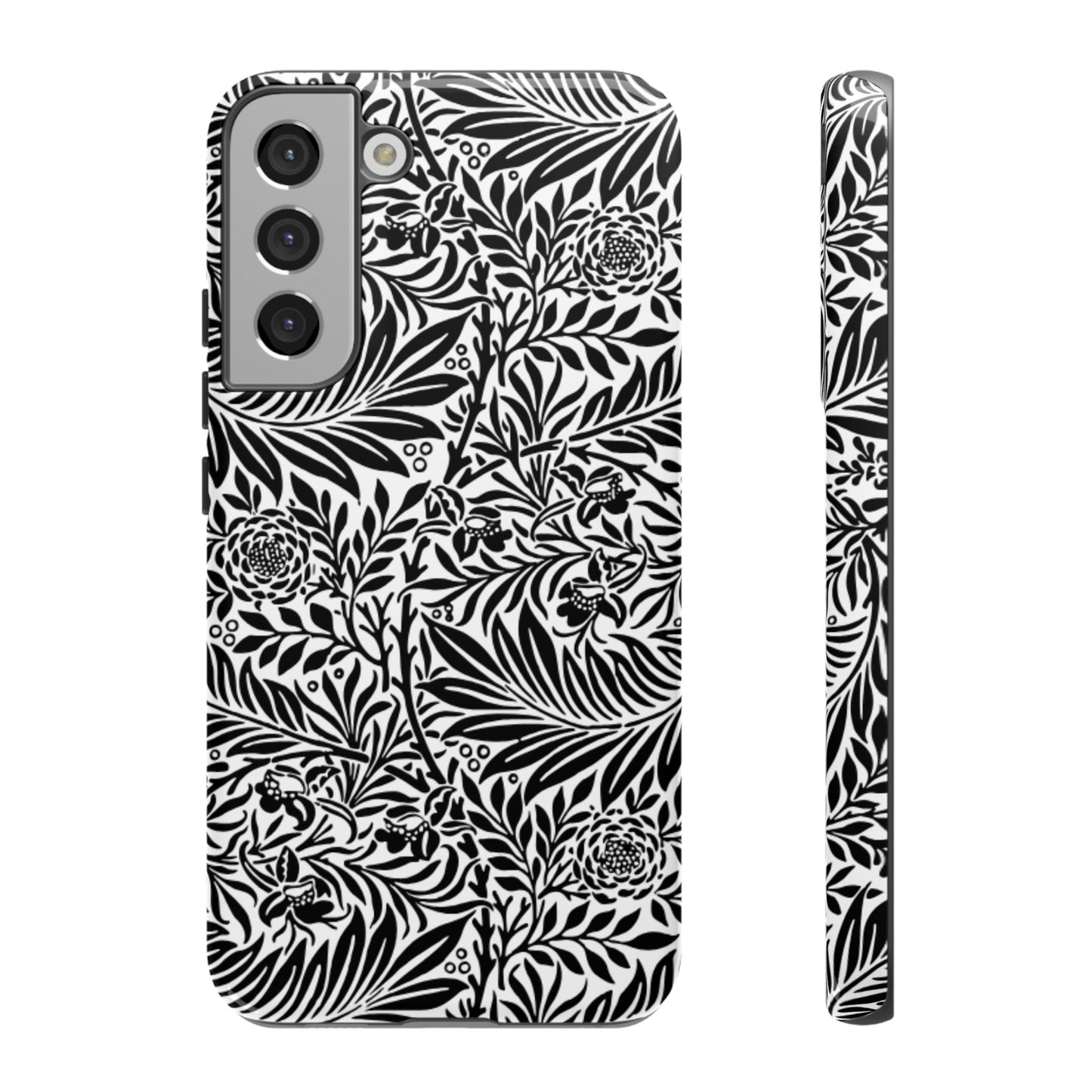 Black and White Botanical Floral Tough Phone Case