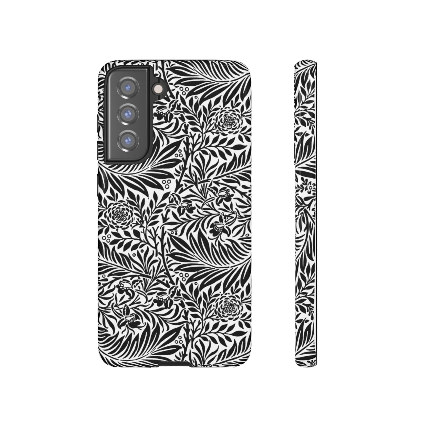 Black and White Botanical Floral Tough Phone Case