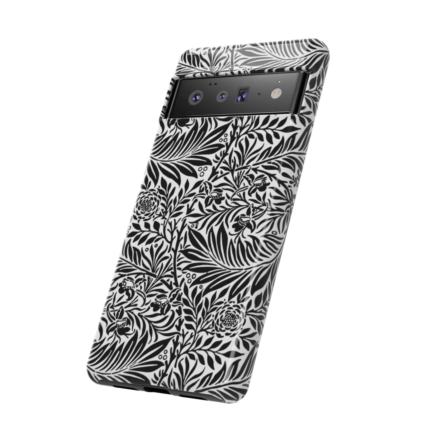 Black and White Botanical Floral Tough Phone Case