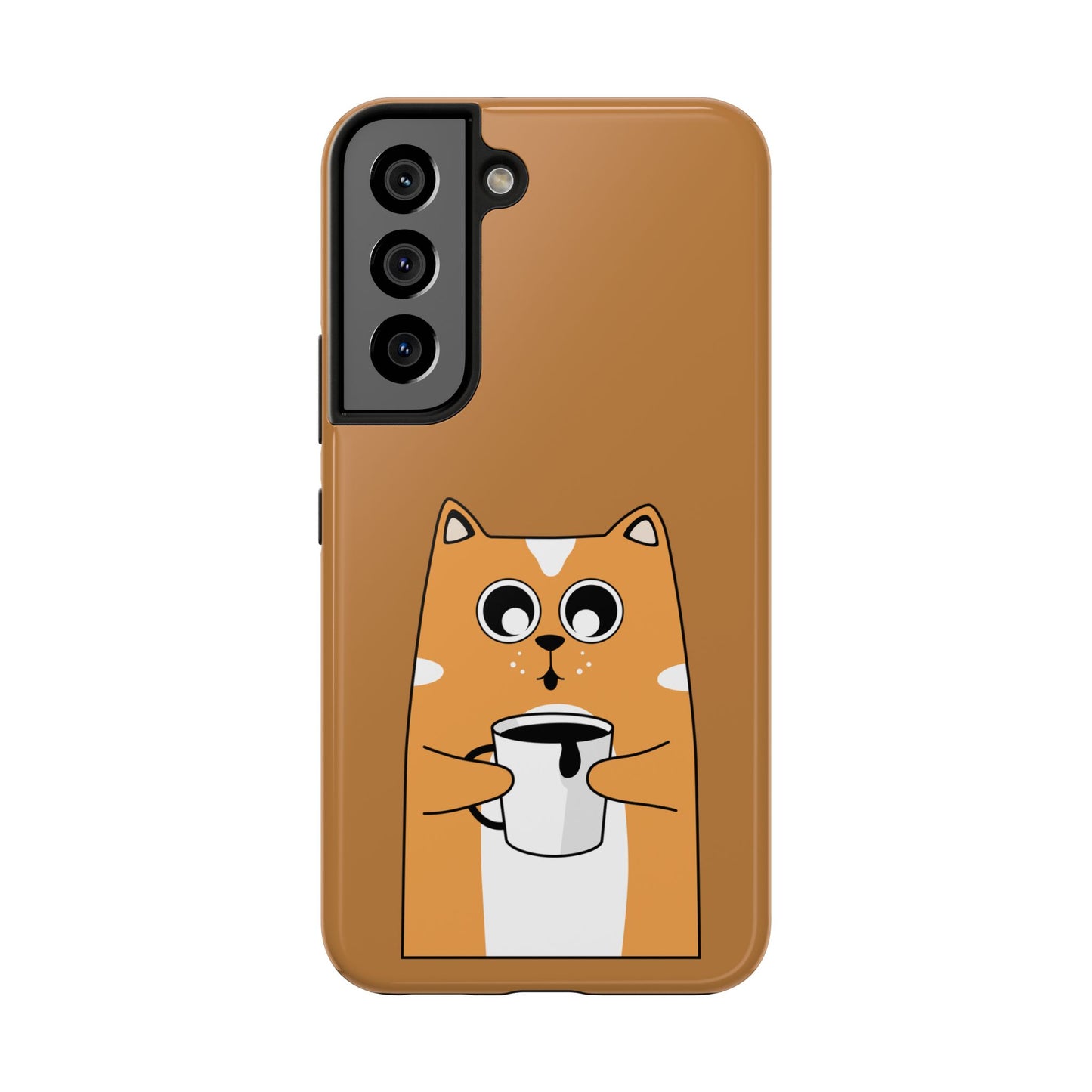 "Coffee Cat Tough Phone Case - Cute & Caffeinated Design"