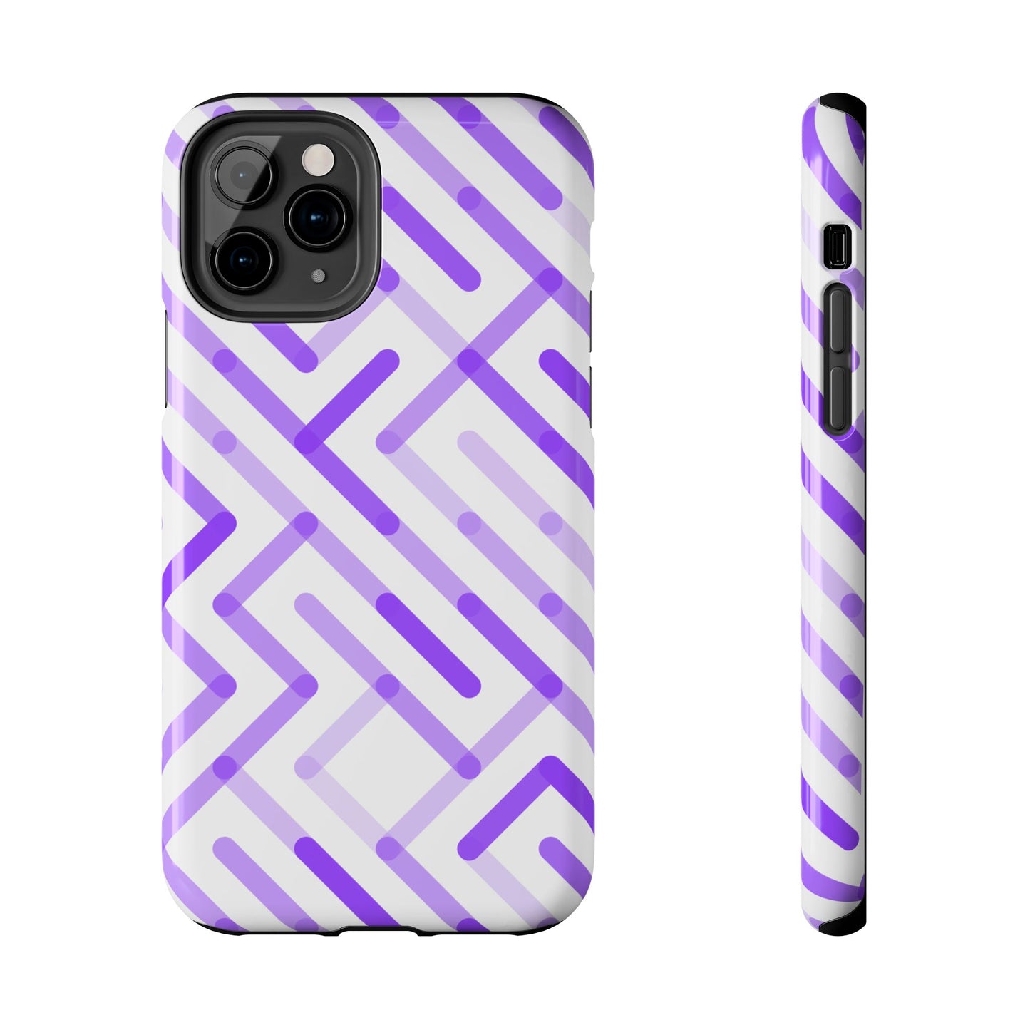 Purple Geometric Maze Tough Phone Case