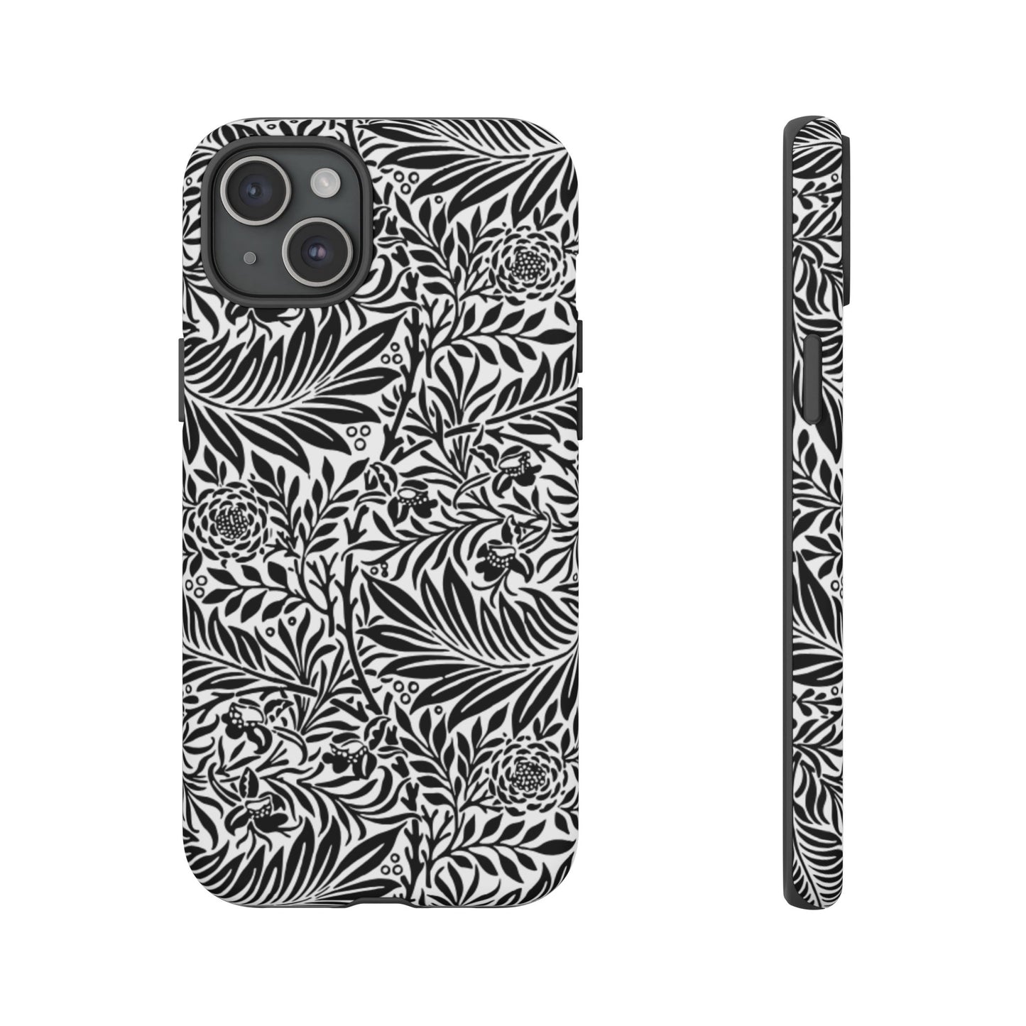 Black and White Botanical Floral Tough Phone Case