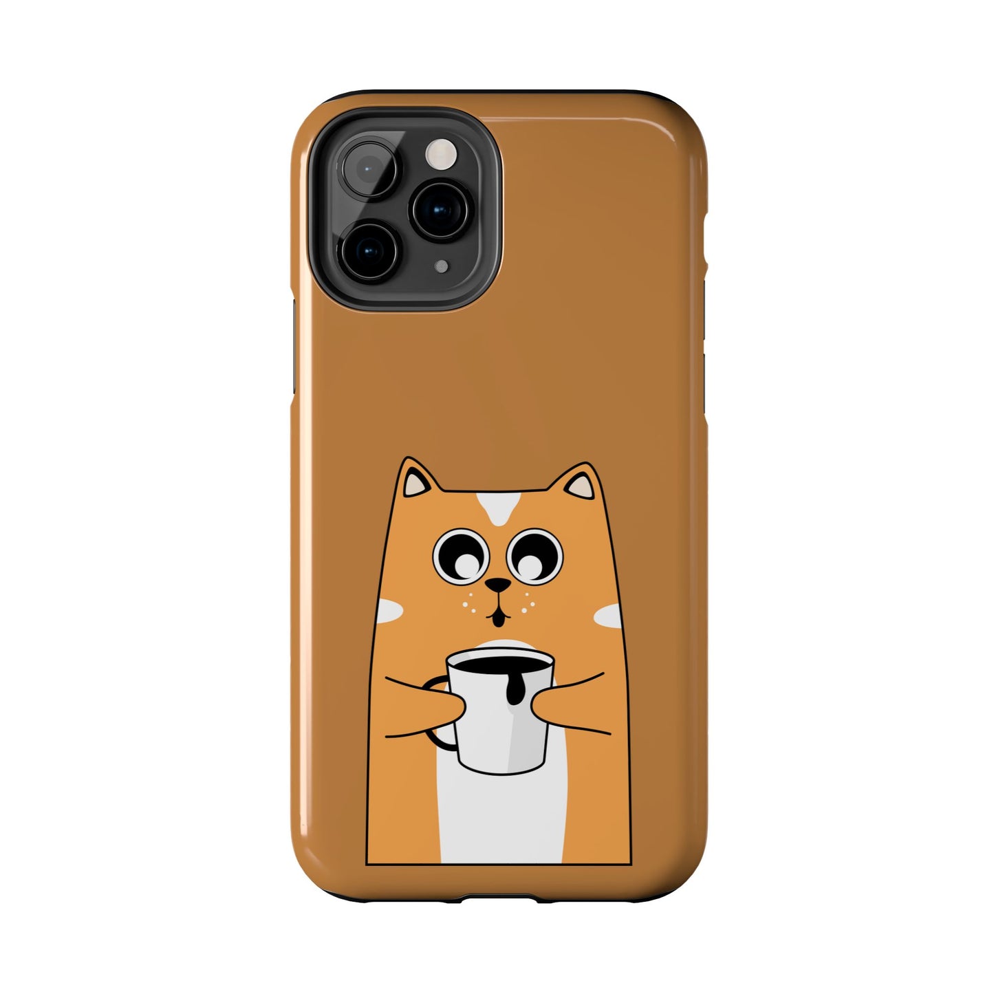 "Coffee Cat Tough Phone Case - Cute & Caffeinated Design"