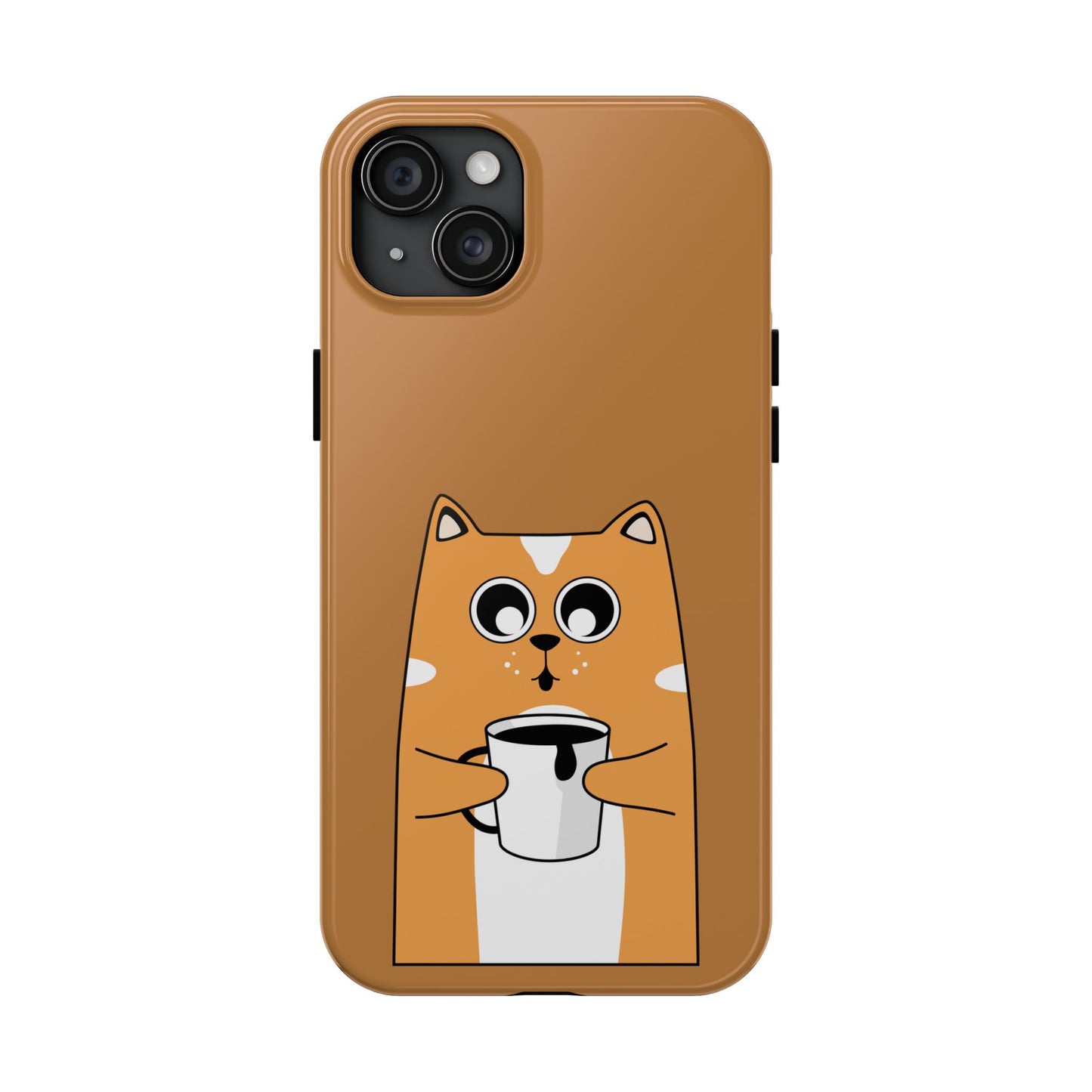 "Coffee Cat Tough Phone Case - Cute & Caffeinated Design"