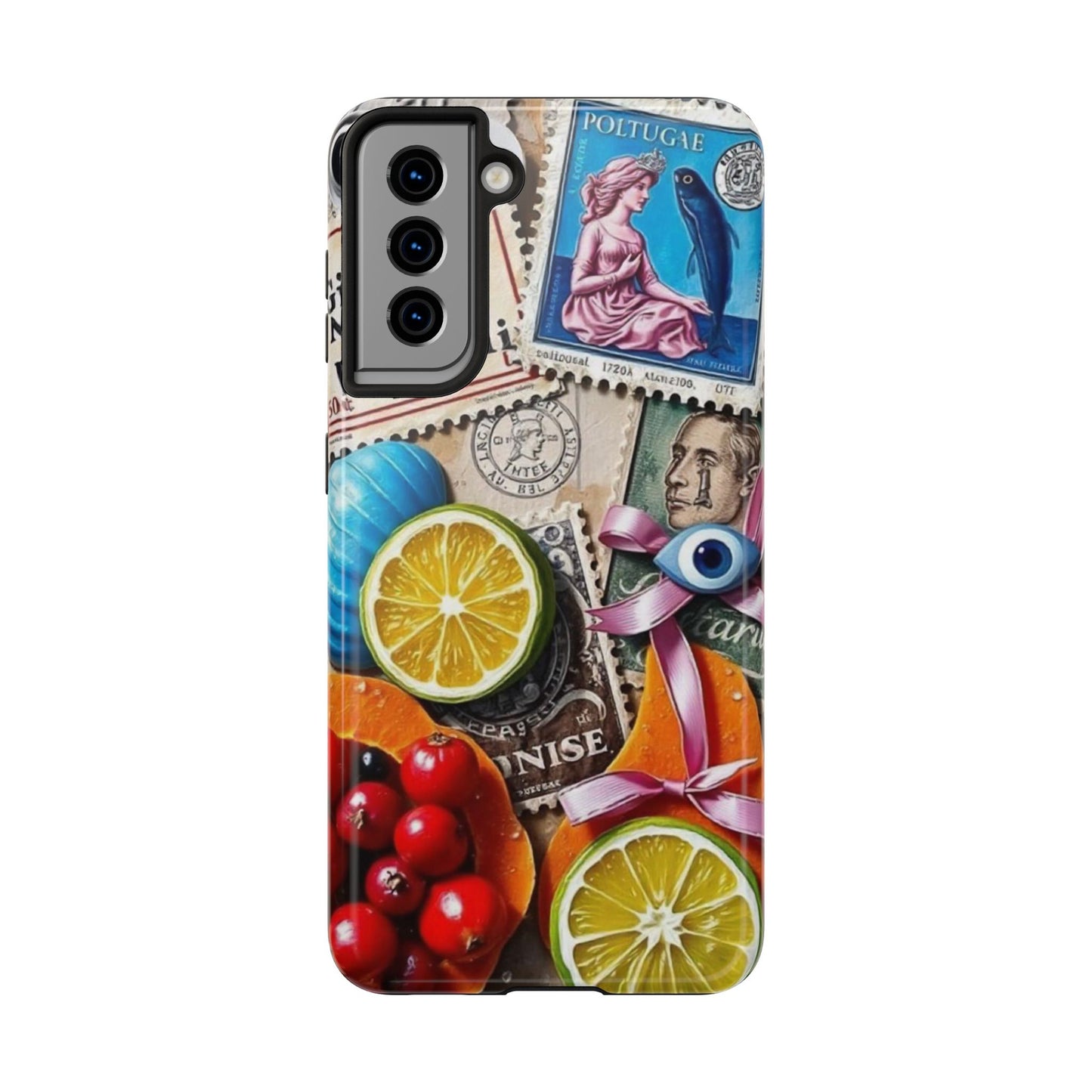 "Vibrant Collage: Travel, Culture, and Citrus Tough Phone Case"