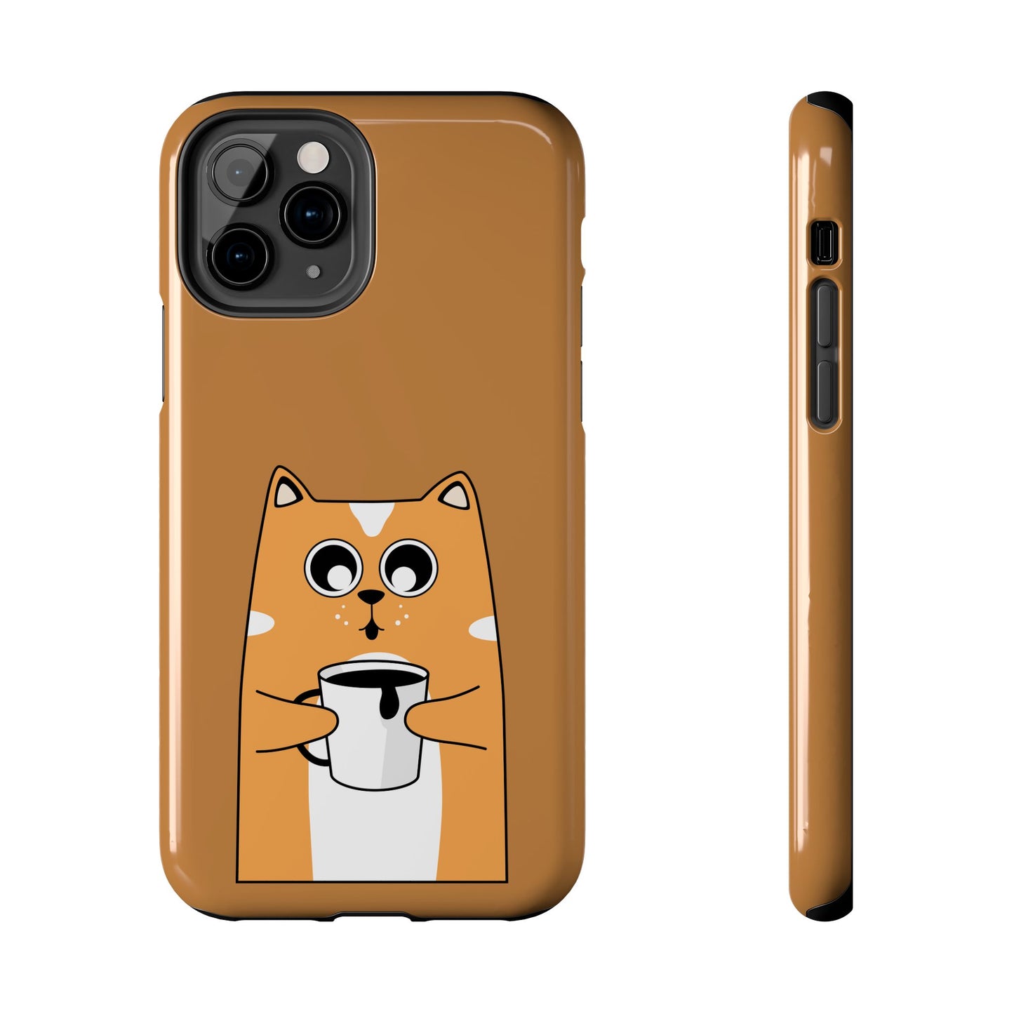 "Coffee Cat Tough Phone Case - Cute & Caffeinated Design"