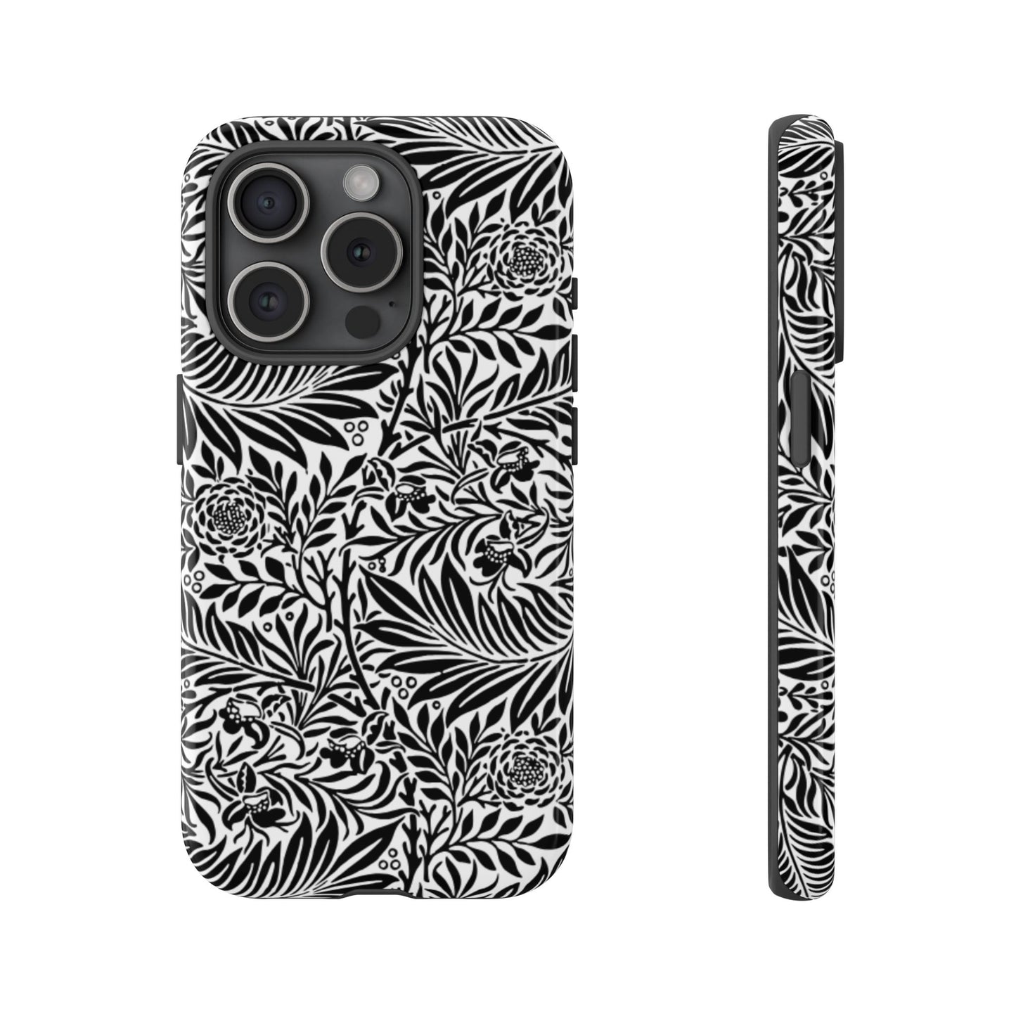 Black and White Botanical Floral Tough Phone Case