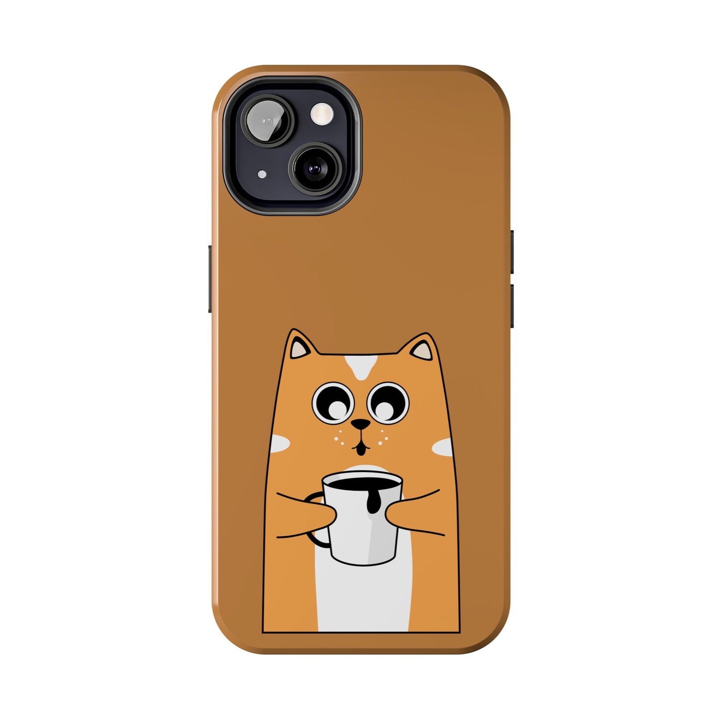 "Coffee Cat Tough Phone Case - Cute & Caffeinated Design"