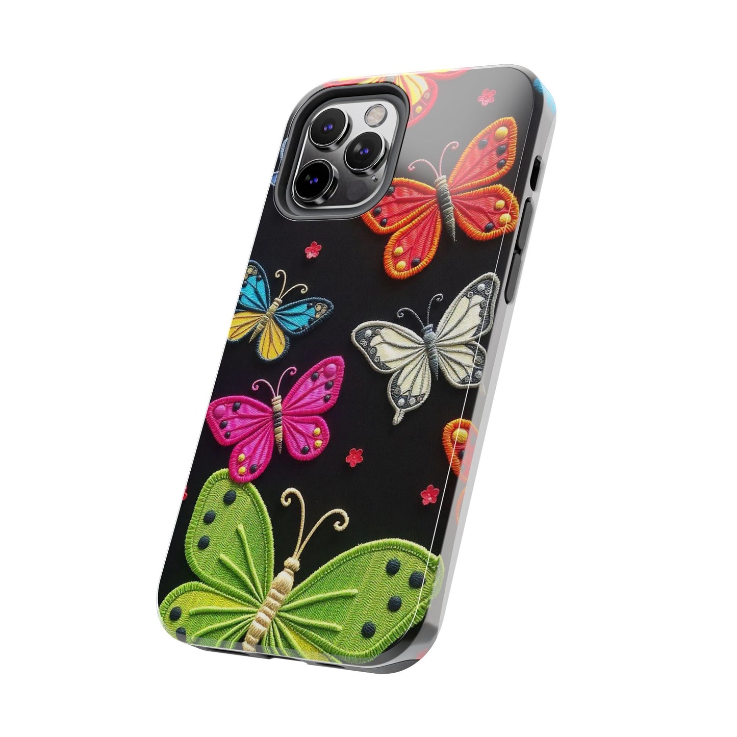 Vibrant Embroidered Butterflies Phone Case