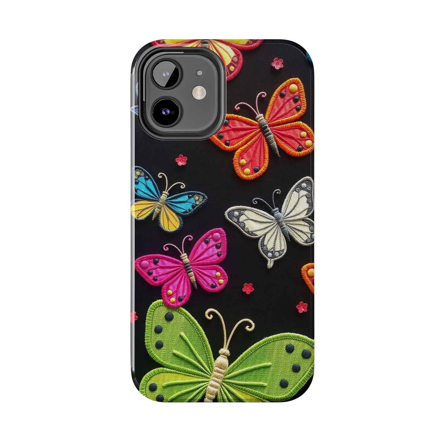 Vibrant Embroidered Butterflies Phone Case