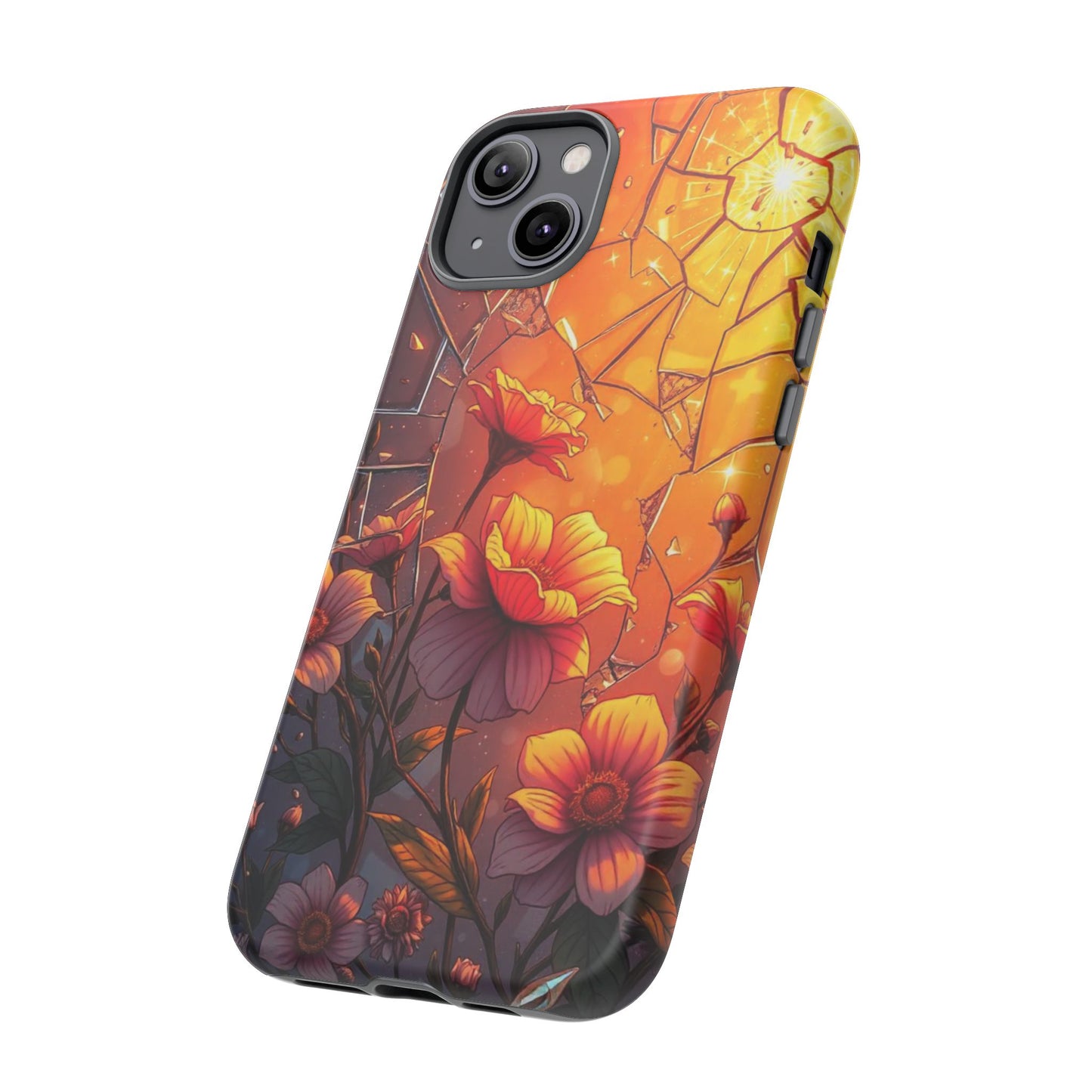 "Sunset Bloom: Shattered Glass & Floral Harmony Tough Case"