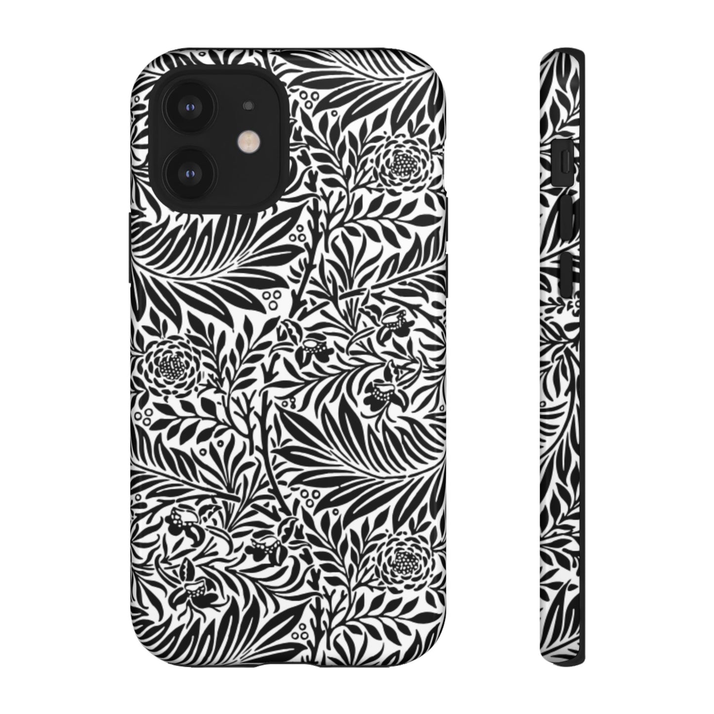 Black and White Botanical Floral Tough Phone Case