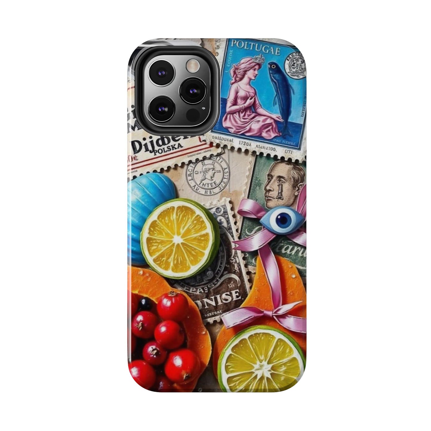 "Vibrant Collage: Travel, Culture, and Citrus Tough Phone Case"