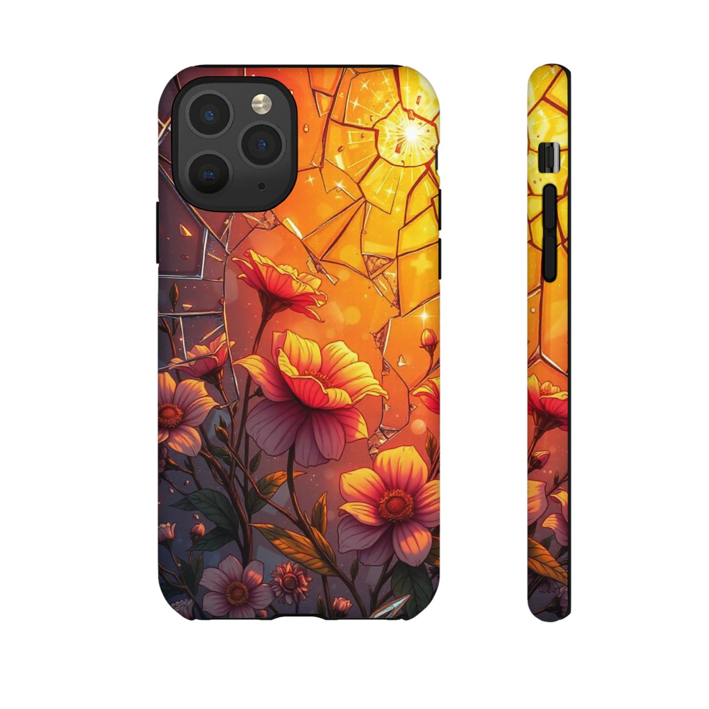 "Sunset Bloom: Shattered Glass & Floral Harmony Tough Case"