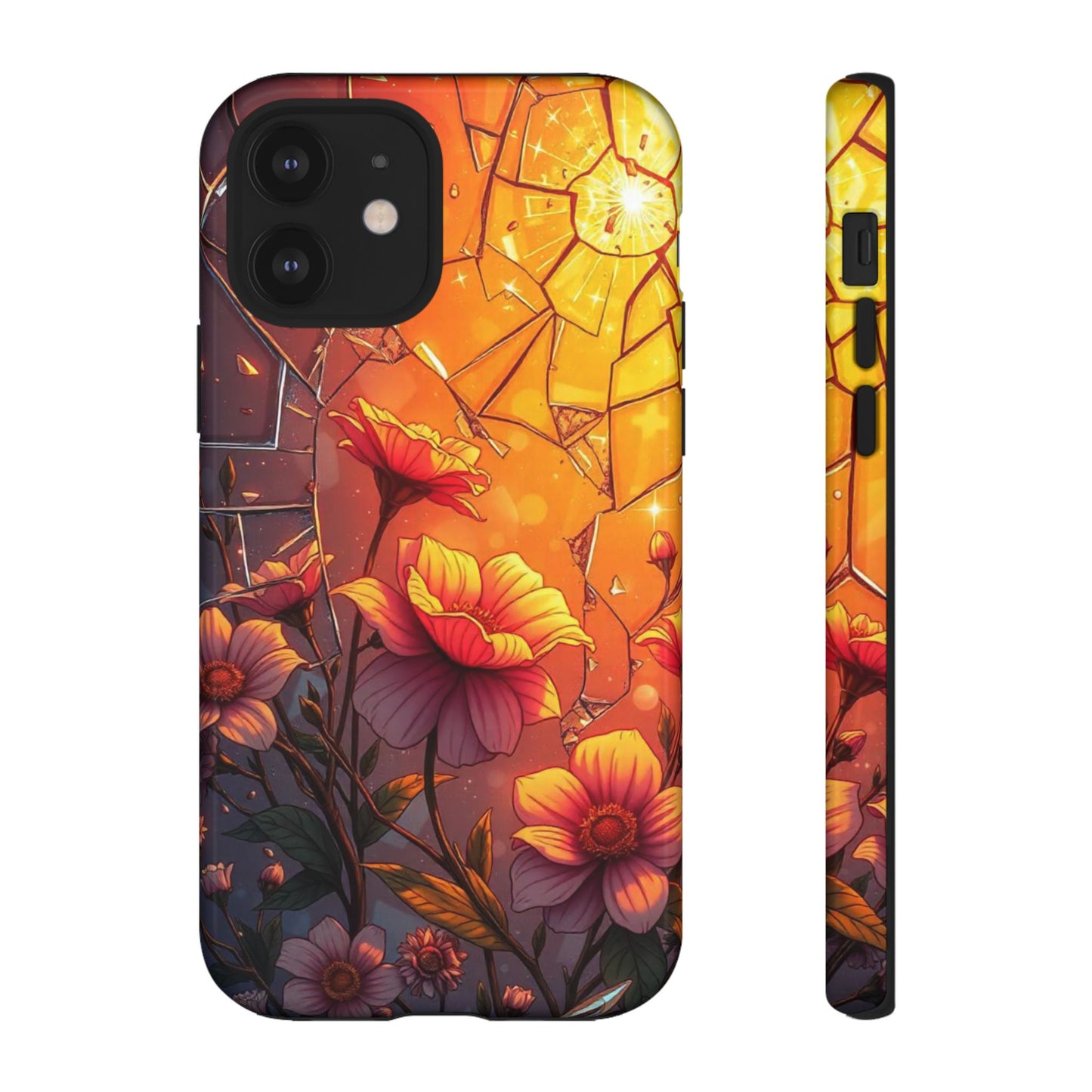 "Sunset Bloom: Shattered Glass & Floral Harmony Tough Case"