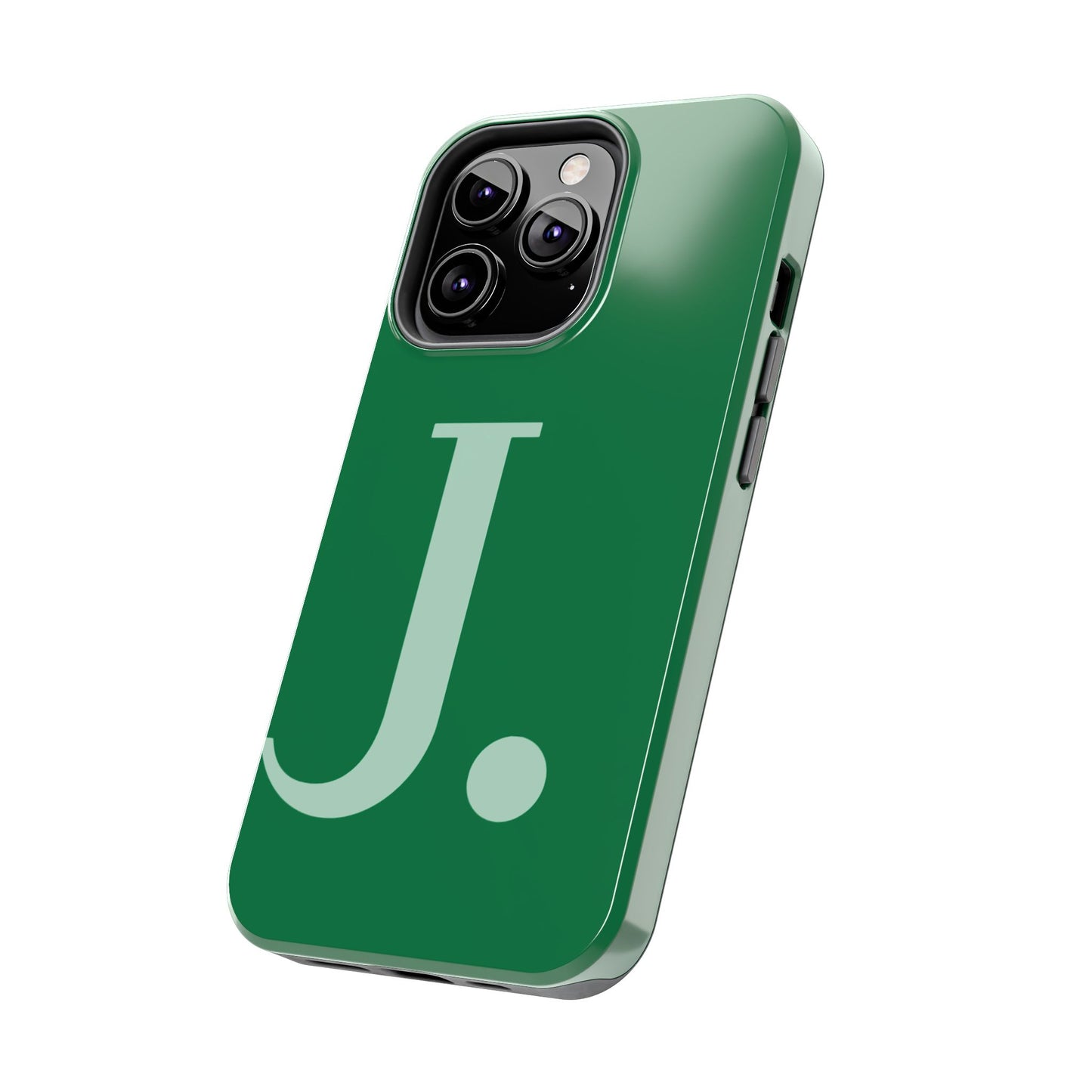 "Bold Minimalist Monogram: Custom Green Initial Tough Phone Case"