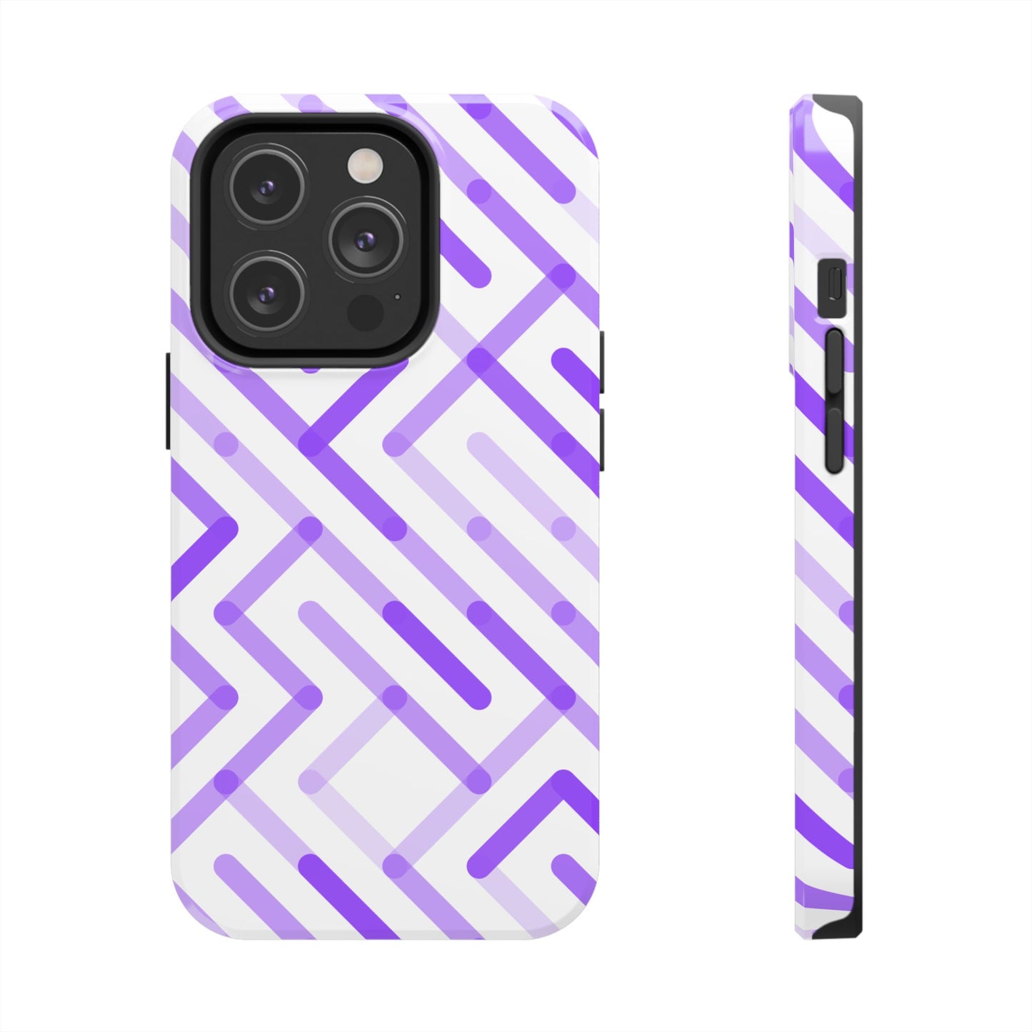 Purple Geometric Maze Tough Phone Case